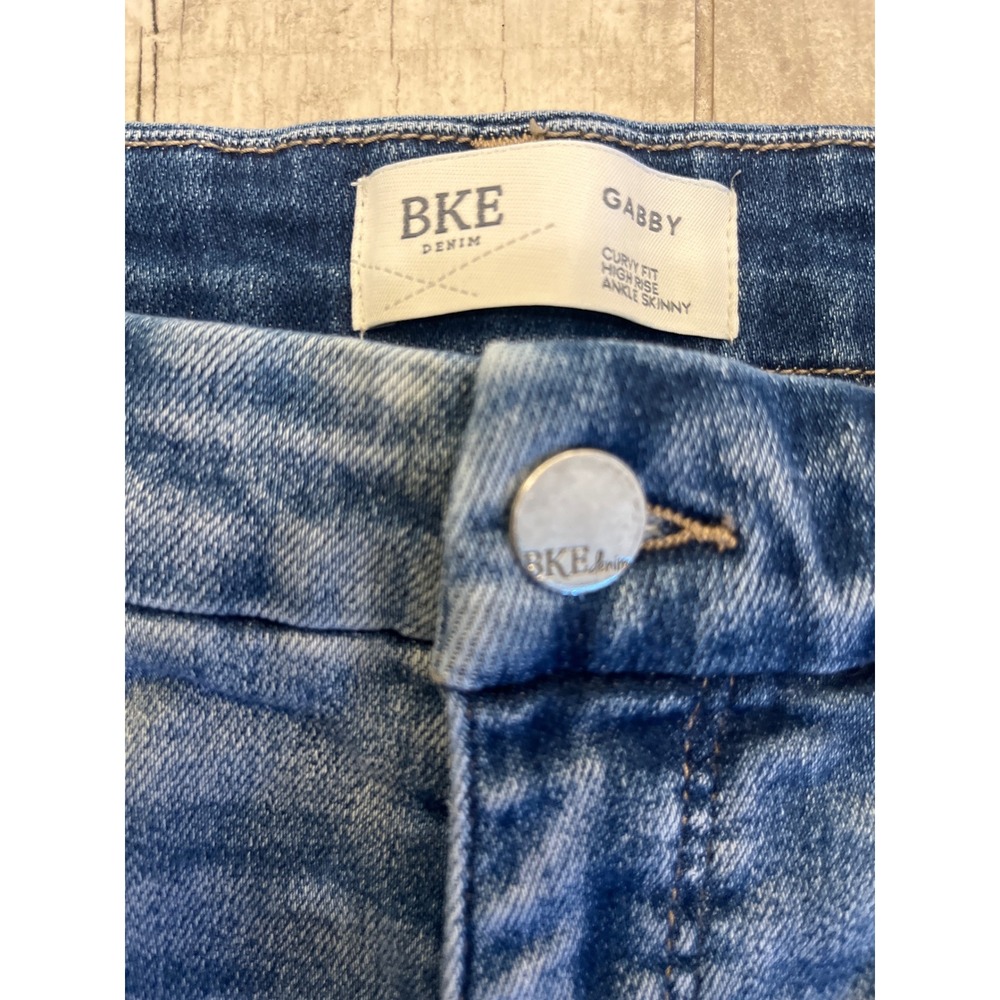 BKE Gabby Curvy High Rise Ankle Skinny Jeans Blue Raw Hem 28x25 ABK4175AA
